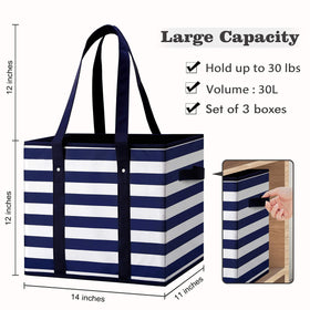 WISELIFE 3-pack ready for groceries, picnics, laundry, or car organization.