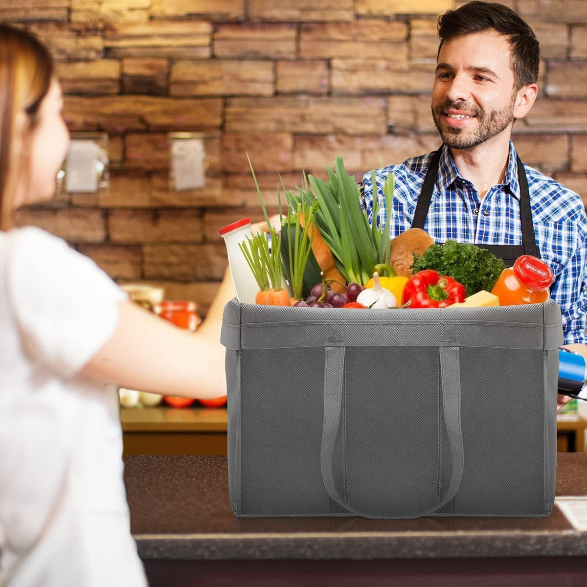 WISELIFE bag with long 9.5-inch handles for comfortable over-the-shoulder carry.
