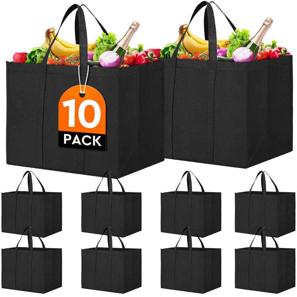 WISELIFE 10-pack reusable bags ready for bulk shopping and reducing plastic waste