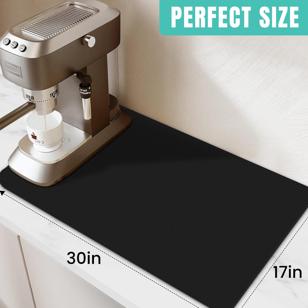 WISELIFE coffee mat absorbs water quickly, keeping countertops dry after brewing.