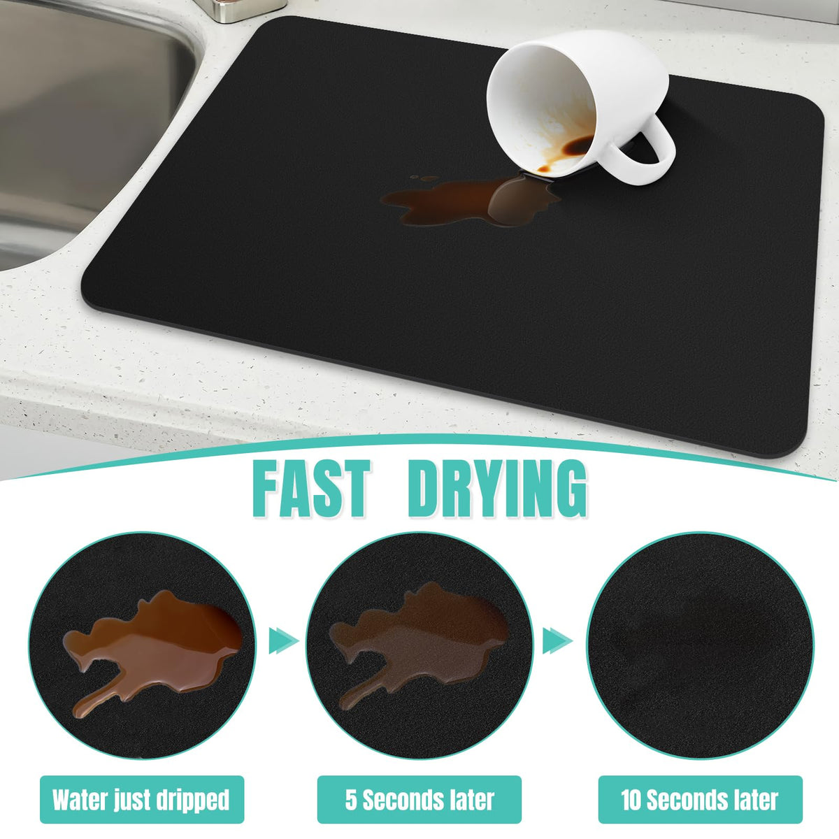 WISELIFE coffee mat is tear-resistant for long-lasting kitchen protection.