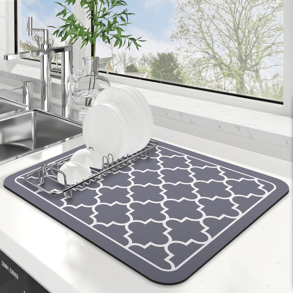 WiseLife dish drying mat 15x18 absorbs spills to keep a dry counter