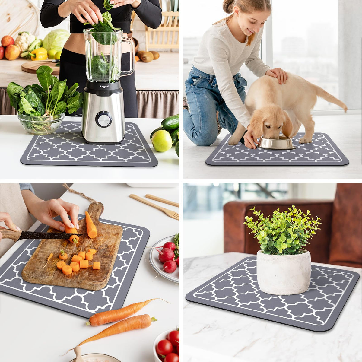 WiseLife dish drying mat color options show versatile kitchen styling