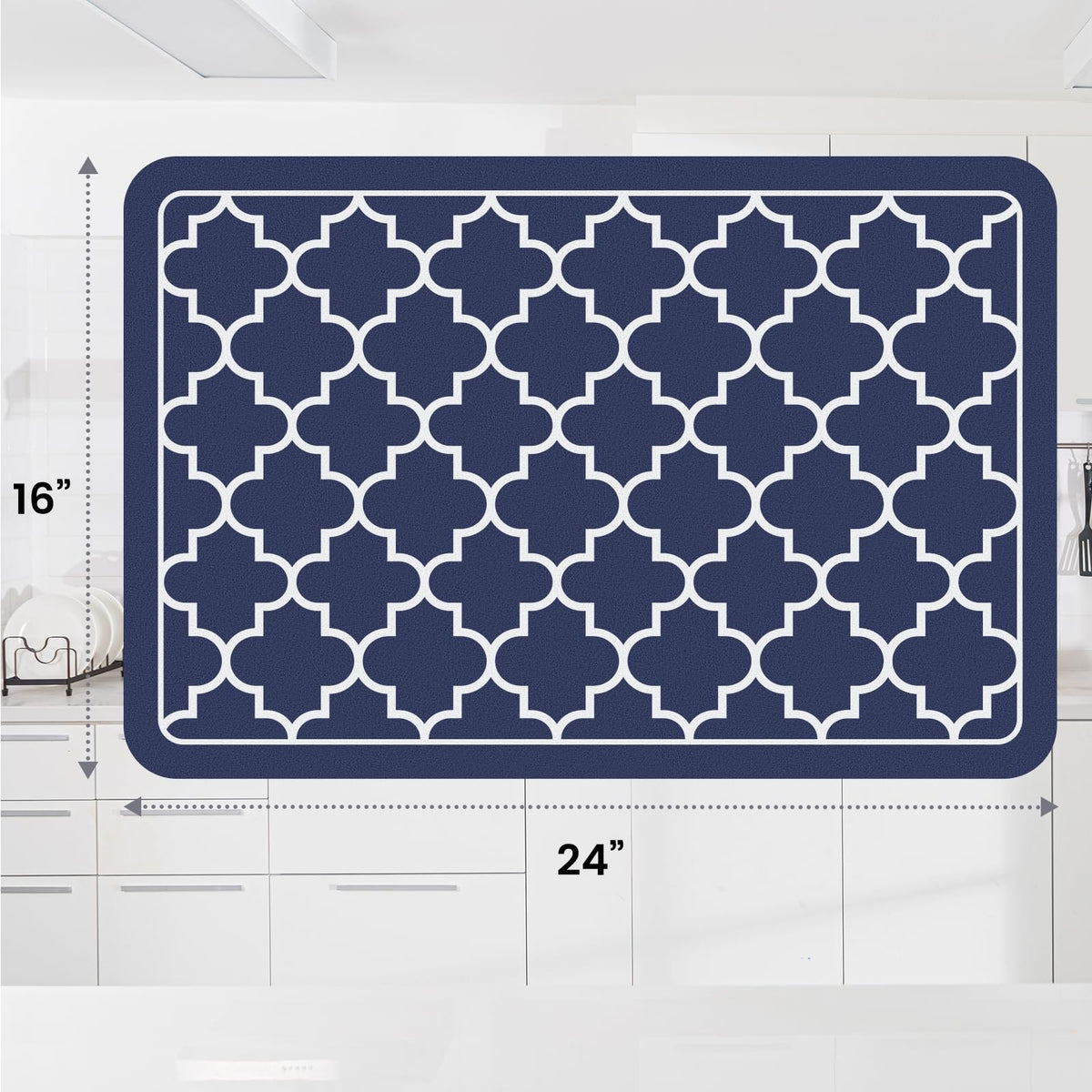 Large 16x24 WISELIFE mat provides ample space for dishes and cookware.