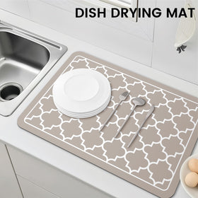 WISELIFE mat fits under a dish rack for versatile placement