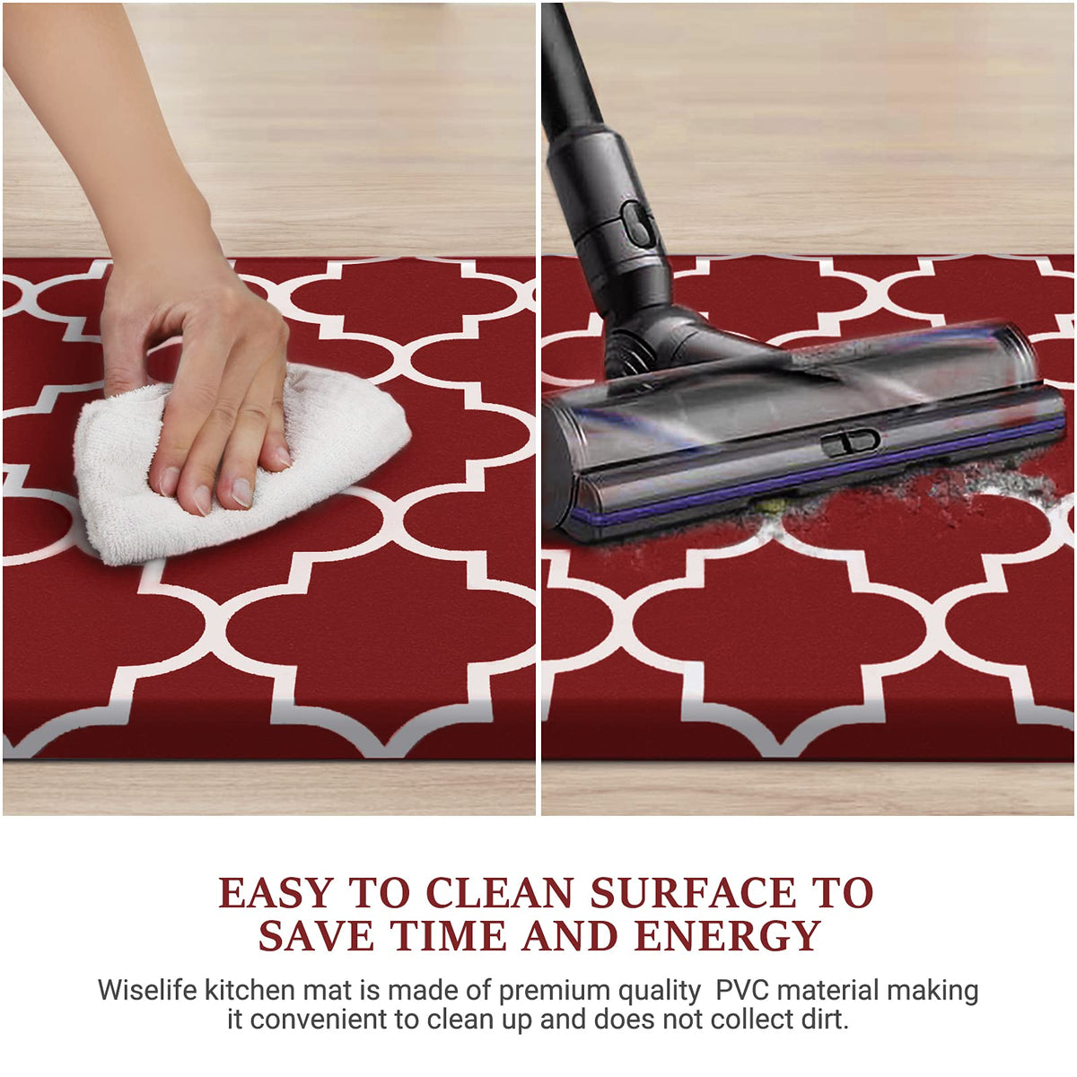 WISELIFE durable mat suitable for laundry rooms and home offices.