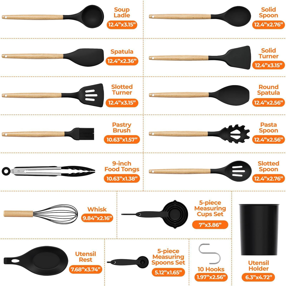 WISELIFE easy-clean silicone utensils resist stains and odors