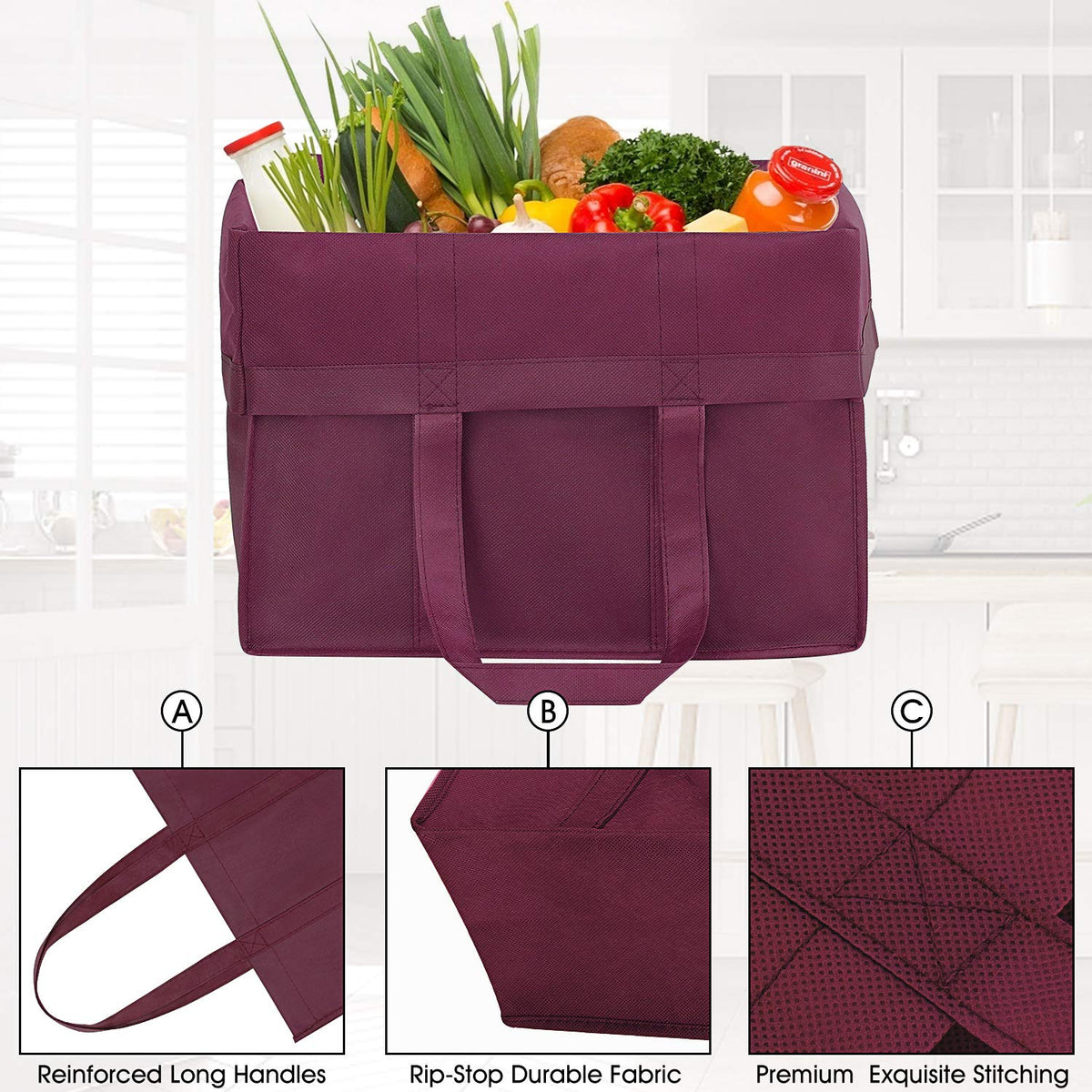 WISELIFE foldable bags store flat in car or bag for quick access