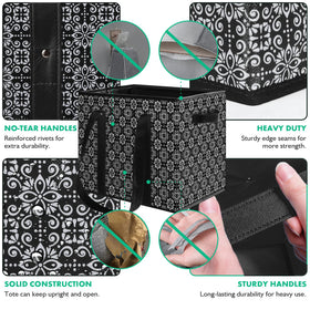 Cardboard inserts reinforce rigidity to keep the bag upright.