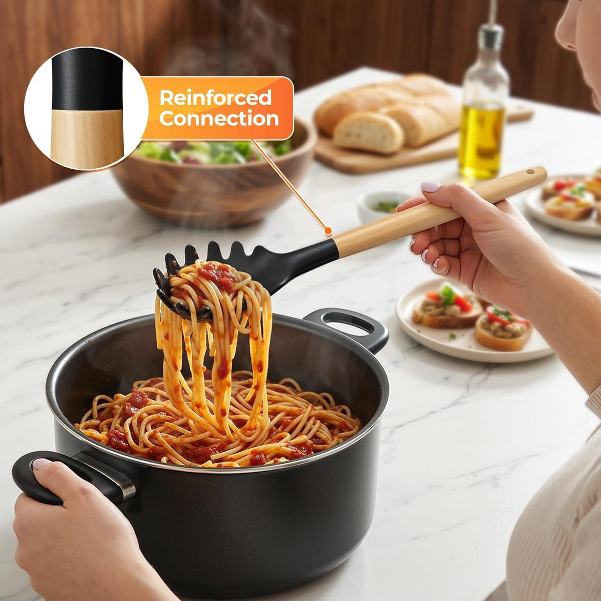 WISELIFE heat-resistant utensils withstand high heat up to 446 F