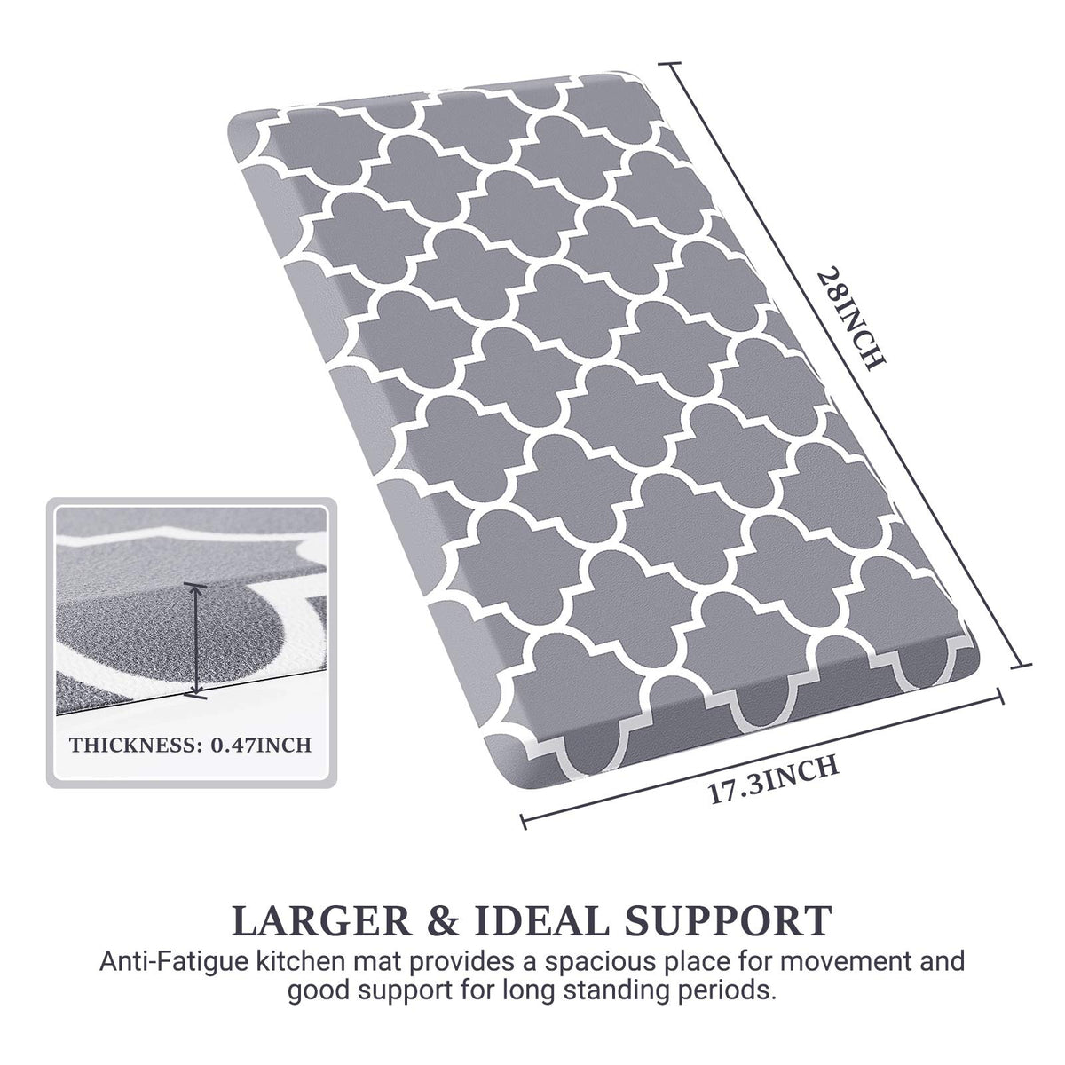 WISELIFE kitchen mat non-slip bottom provides stability on wet floors.