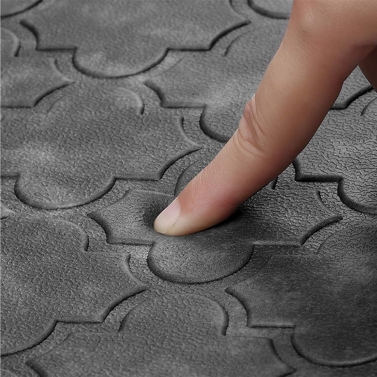 WISELIFE mat used at a desk for cushioned standing support.