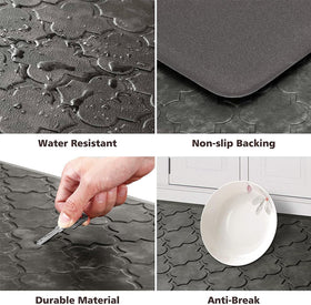 Textured, water-resistant top surface reduces slips during cooking.