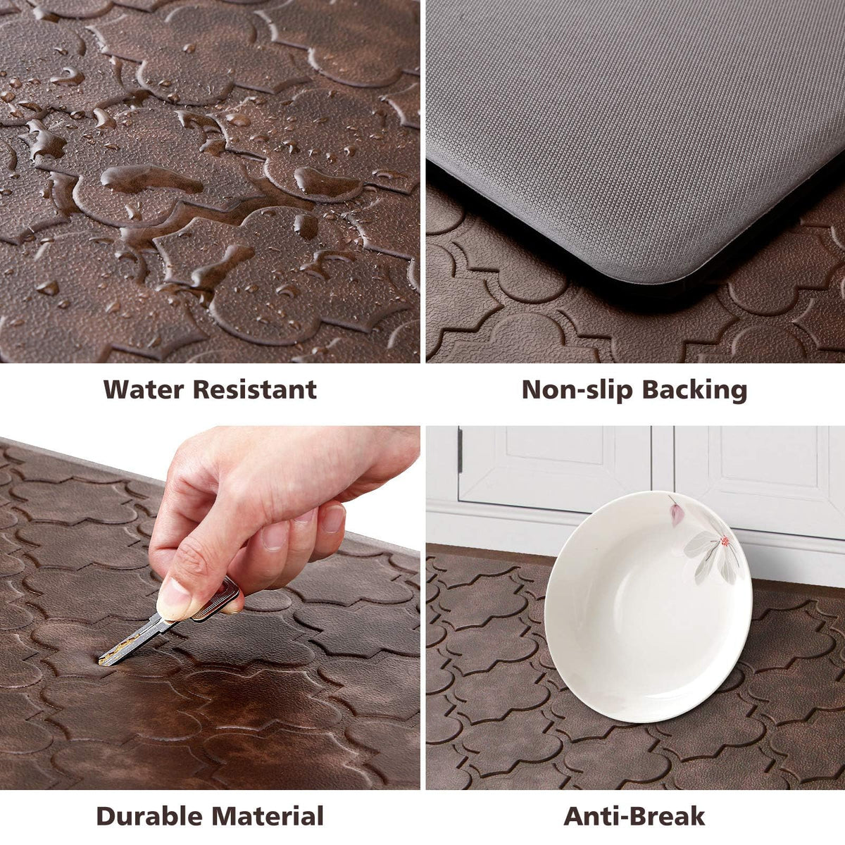 WISELIFE kitchen mat with waterproof top resists spills for easy cleaning.