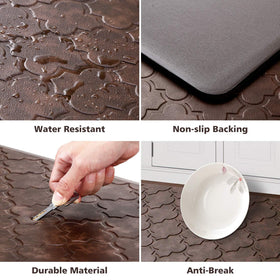 WISELIFE kitchen mat with waterproof top resists spills for easy cleaning.