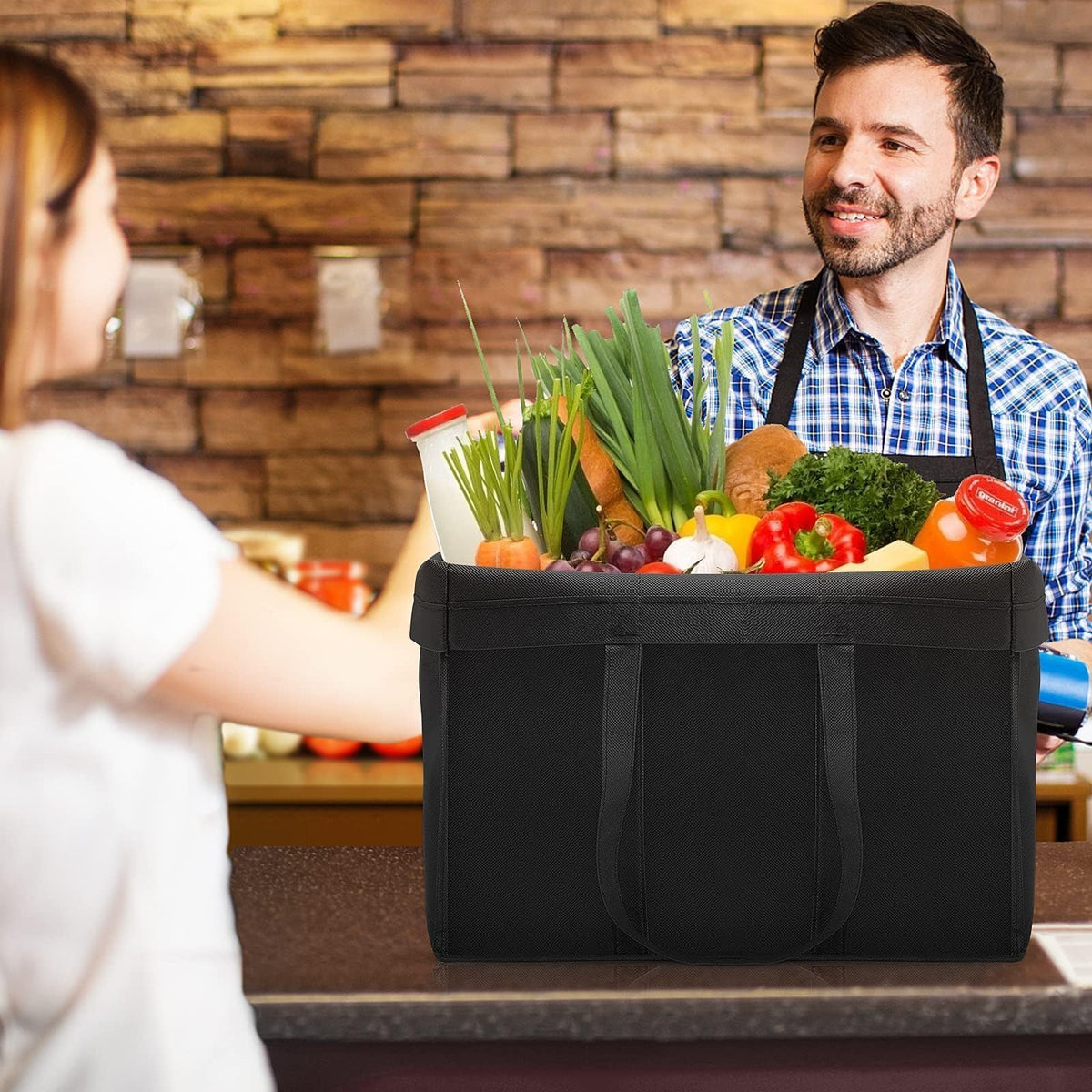 WISELIFE large-capacity tote loaded with groceries for versatile use
