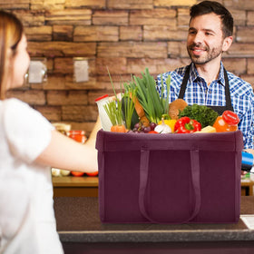 WISELIFE reusable bag with long handles ready for shoulder carry