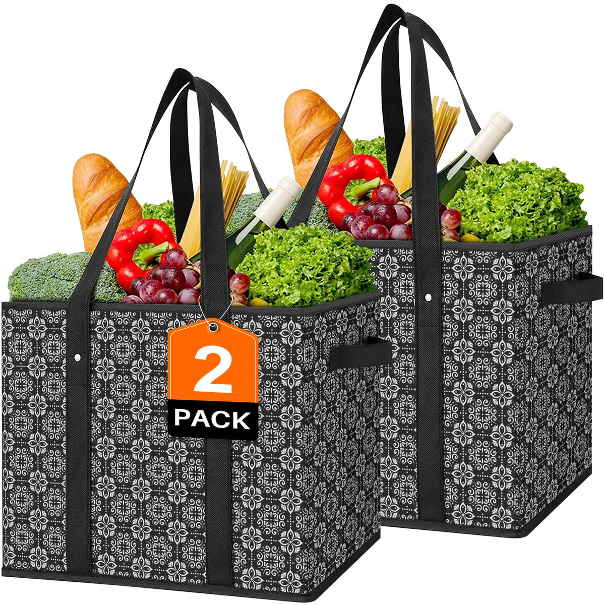 WISELIFE reusable grocery bags folded compactly for easy storage.
