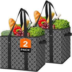 WISELIFE reusable grocery bags folded compactly for easy storage.