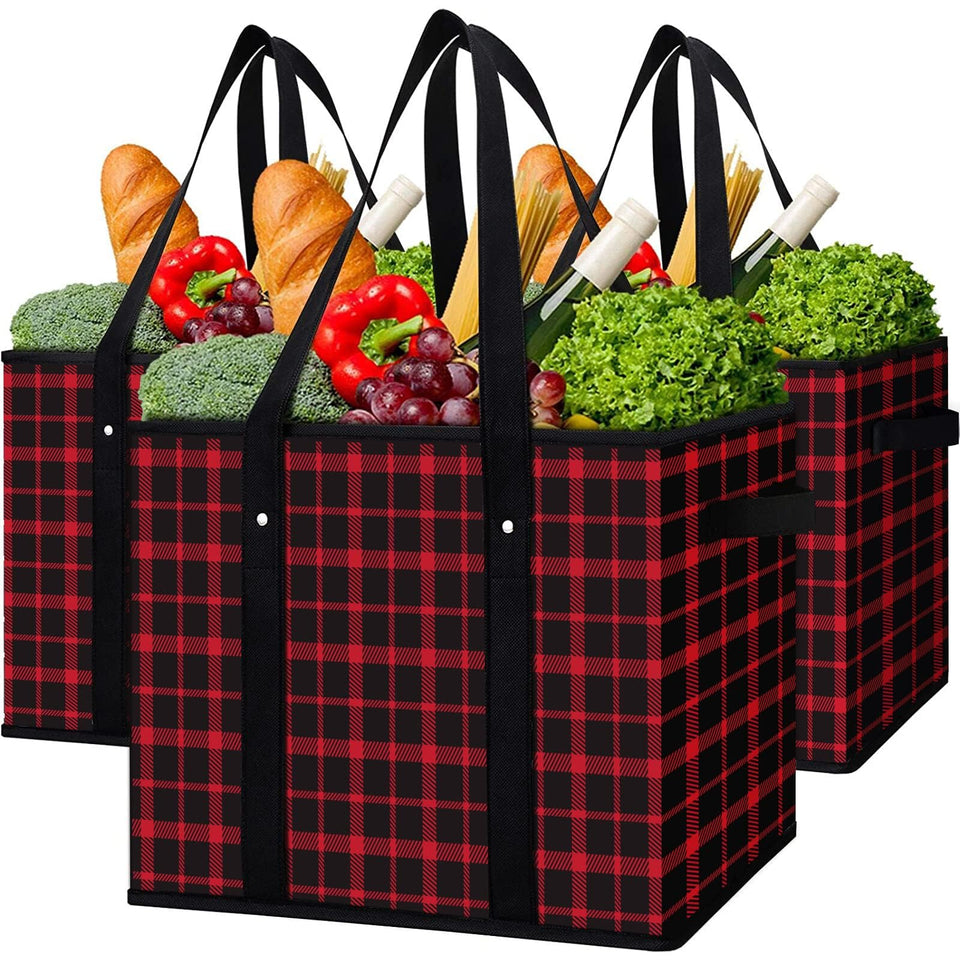 WISELIFE reusable grocery bags 3-pack offer sturdy carry for groceries.