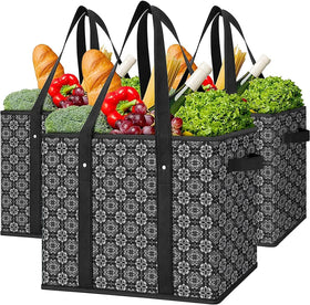 WiseLife 3-pack reusable grocery bags, durable and versatile for groceries and storage