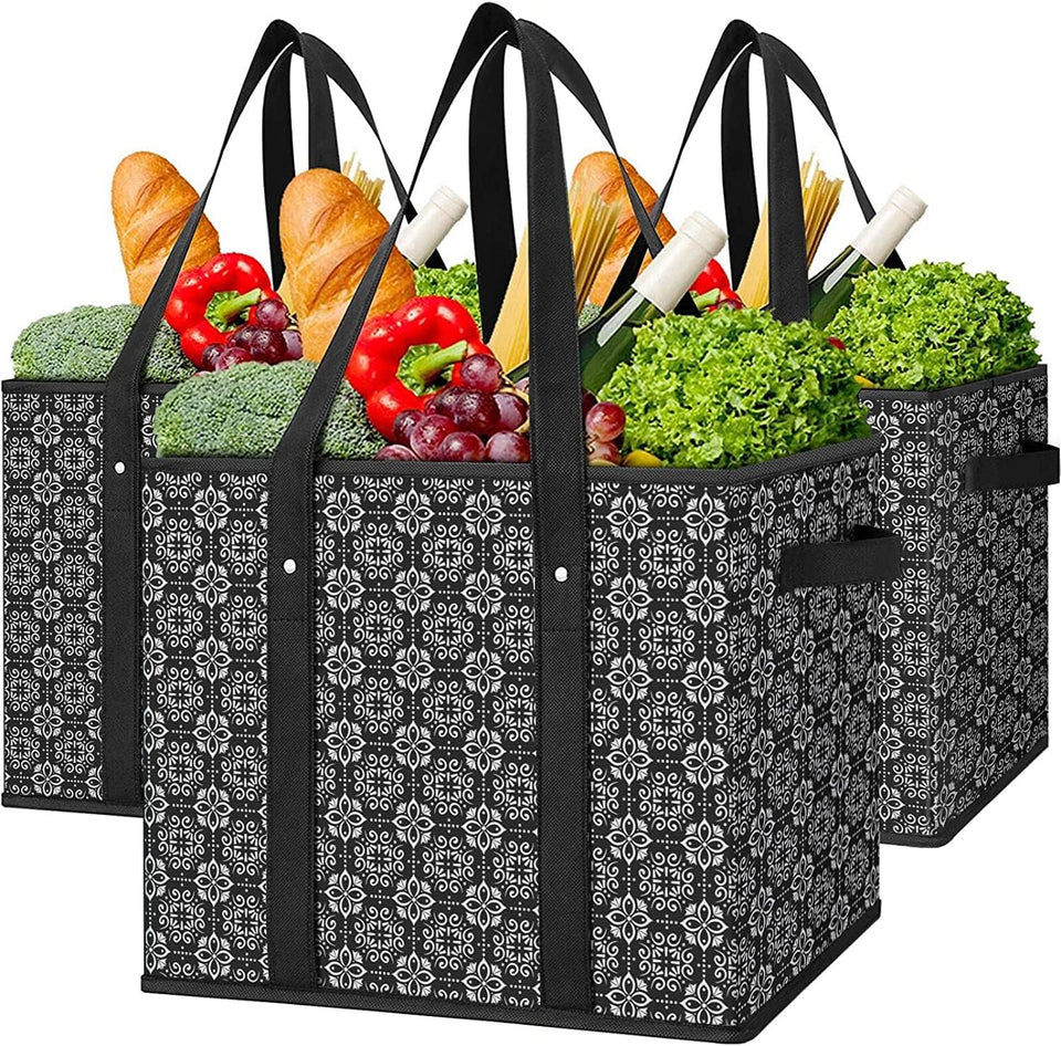 WiseLife 3-pack reusable grocery bags, durable and versatile for groceries and storage