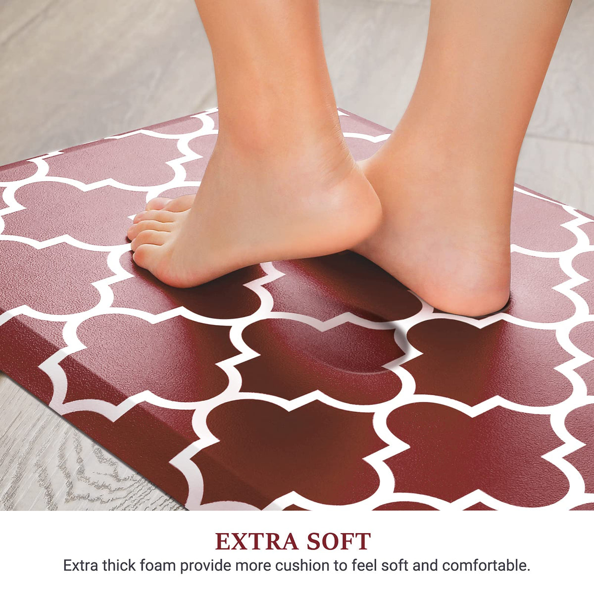 WISELIFE waterproof anti-fatigue mat resists spills for easy cleanup.