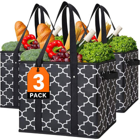 WISELIFE reusable grocery bags 3-pack folded compactly for storage.