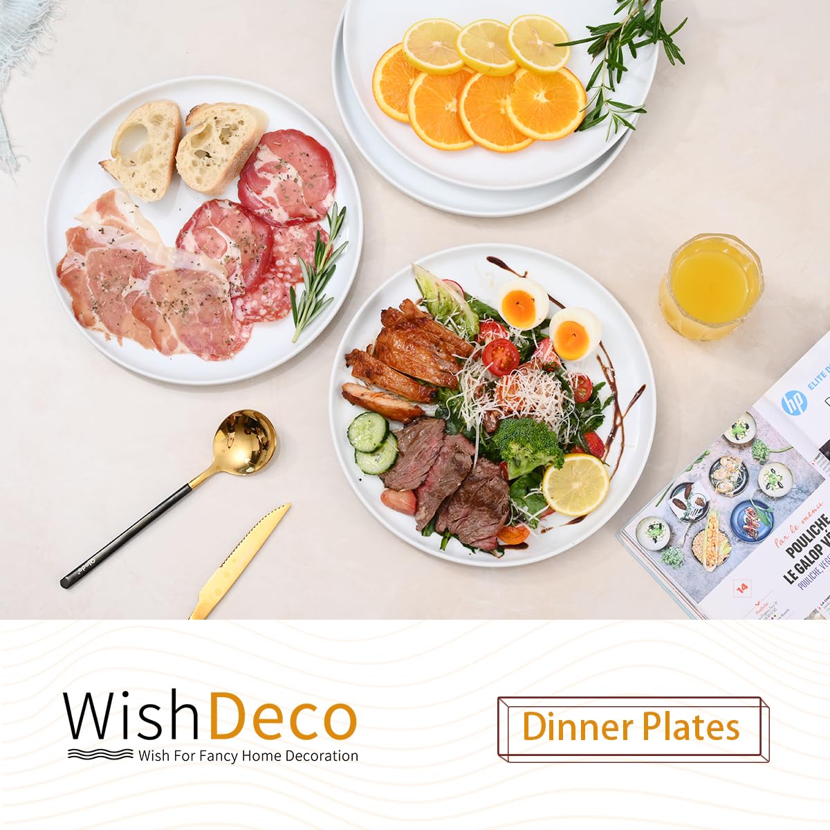 WishDeco dinner plate edge design helps prevent spills during serving.