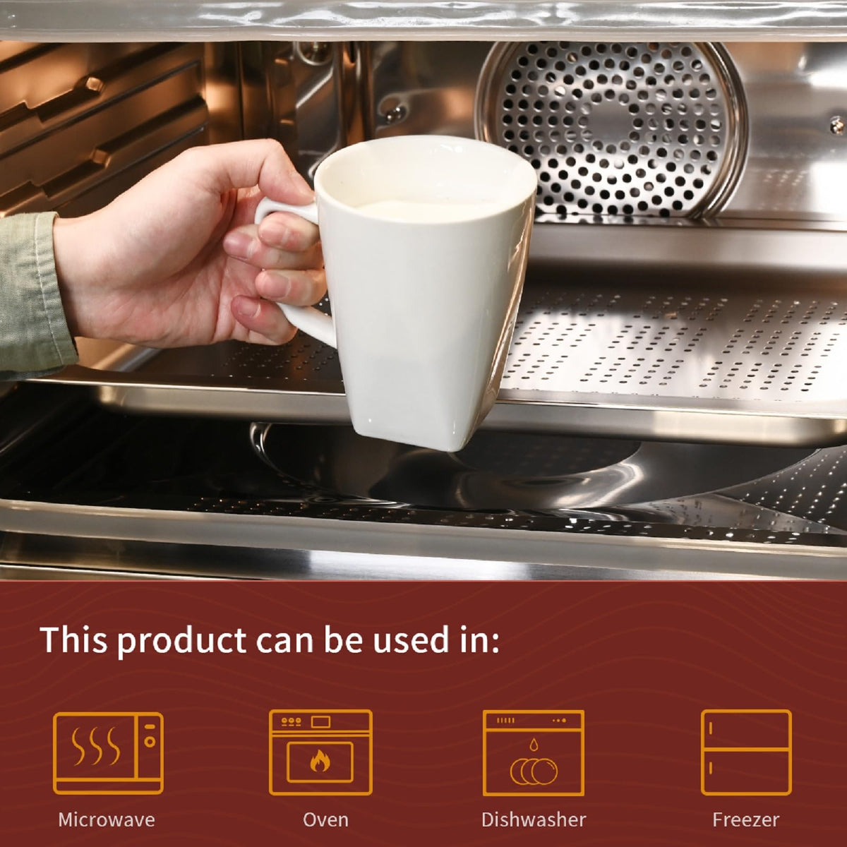 WishDeco white coffee mugs dishwasher-safe symbol, easy cleanup after meals.