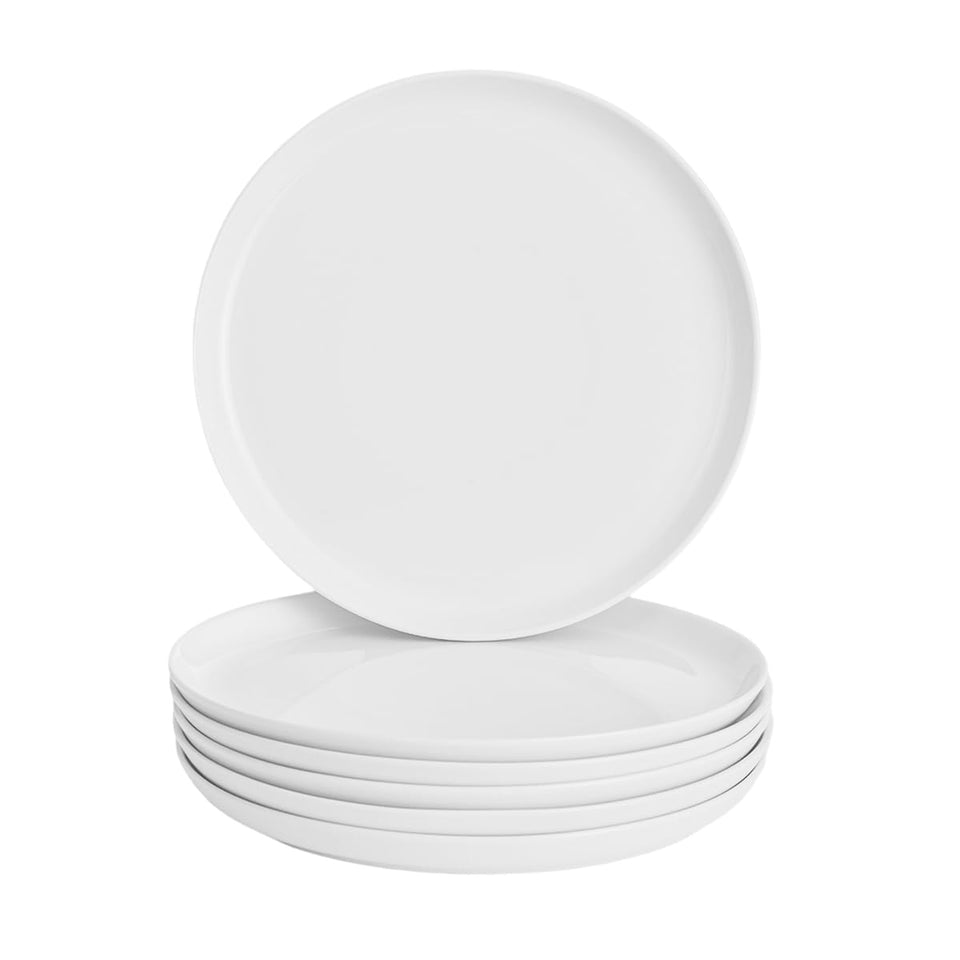 WishDeco white dinner plates 9-inch set in porcelain for versatile everyday meals.