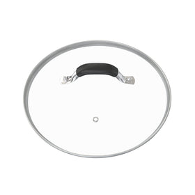 WishDirect 12-inch tempered glass lid showing clear visibility for easy monitoring of cooking.