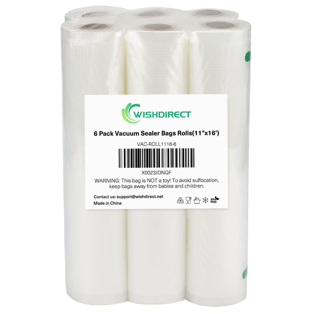 WishDirect vacuum-sealer bag roll with embossed texture for durable seals