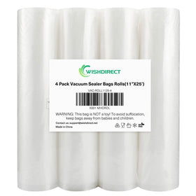 WishDirect 11x25 feet vacuum bag rolls for precise portions and freshness