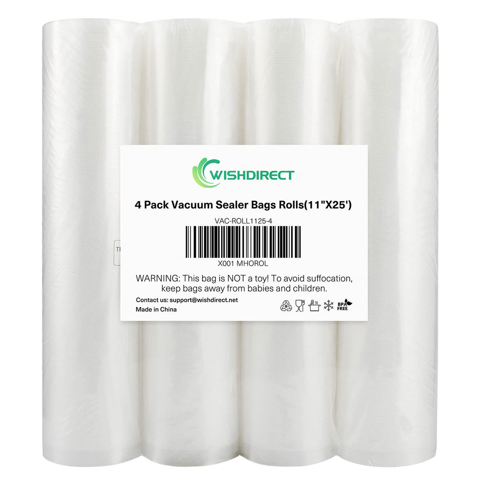 WishDirect 11x25 feet vacuum bag rolls for precise portions and freshness