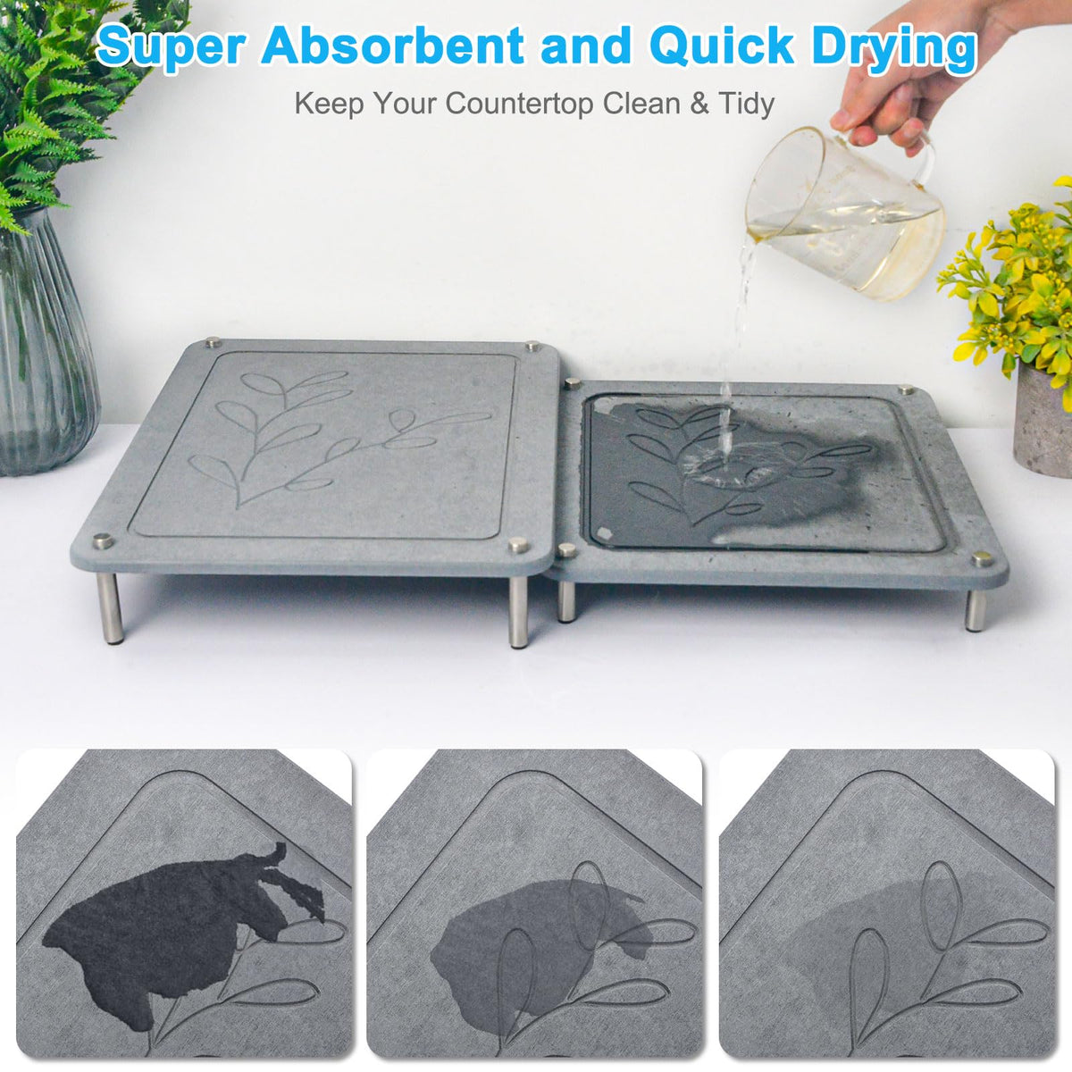 Wishfly leaf drying mat medium designed to save space while drying dishes
