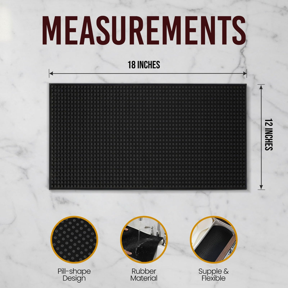 Wishmart bar mat showing non-slip surface for stable placement