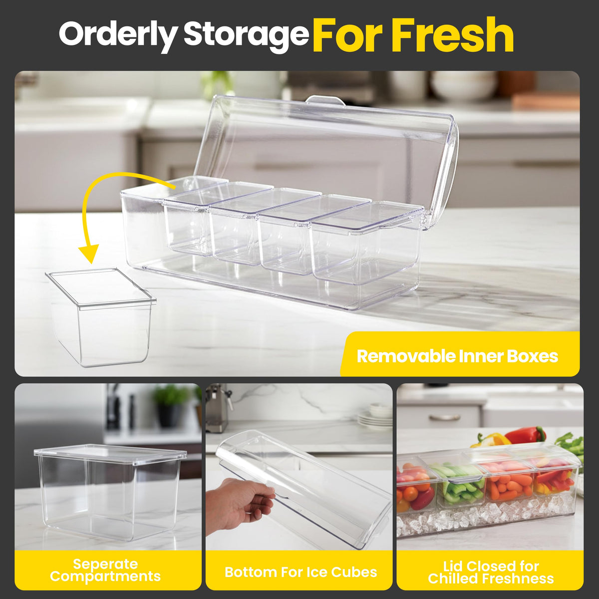 WISHMART BPA-free clear plastic emphasizes durability and visibility of contents.