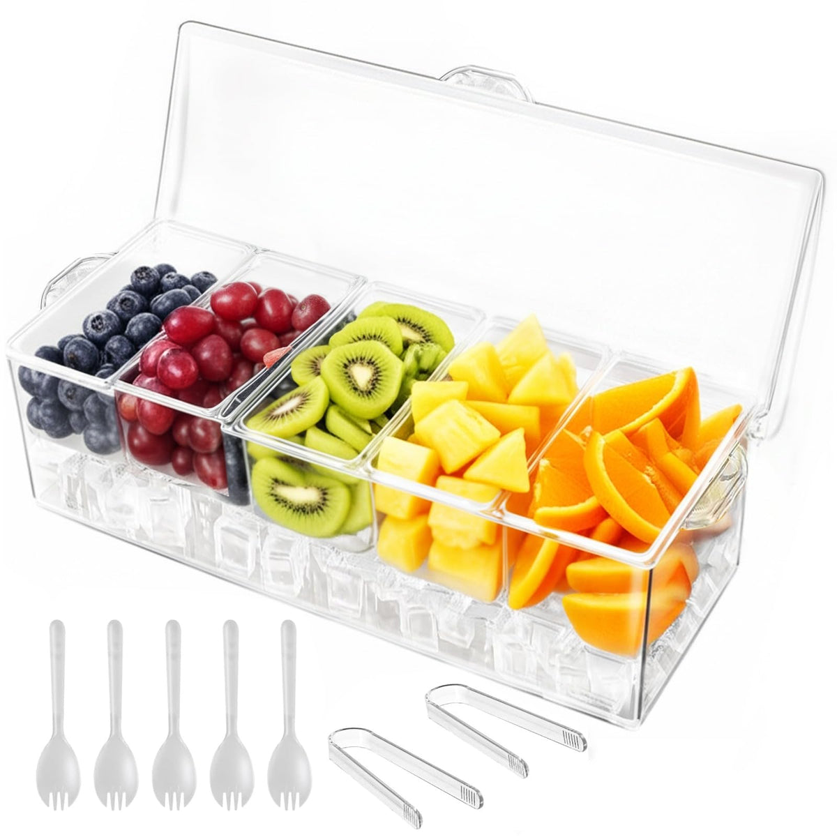 WISHMART Ice Chilled Condiment Caddy front view keeps sauces neatly accessible.