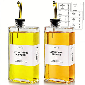 WISIMMALL olive oil dispenser set with two rectangular bottles for stylish kitchen storage.