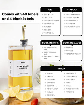 WISIMMALL waterproof labels help organize oils and syrups quickly.