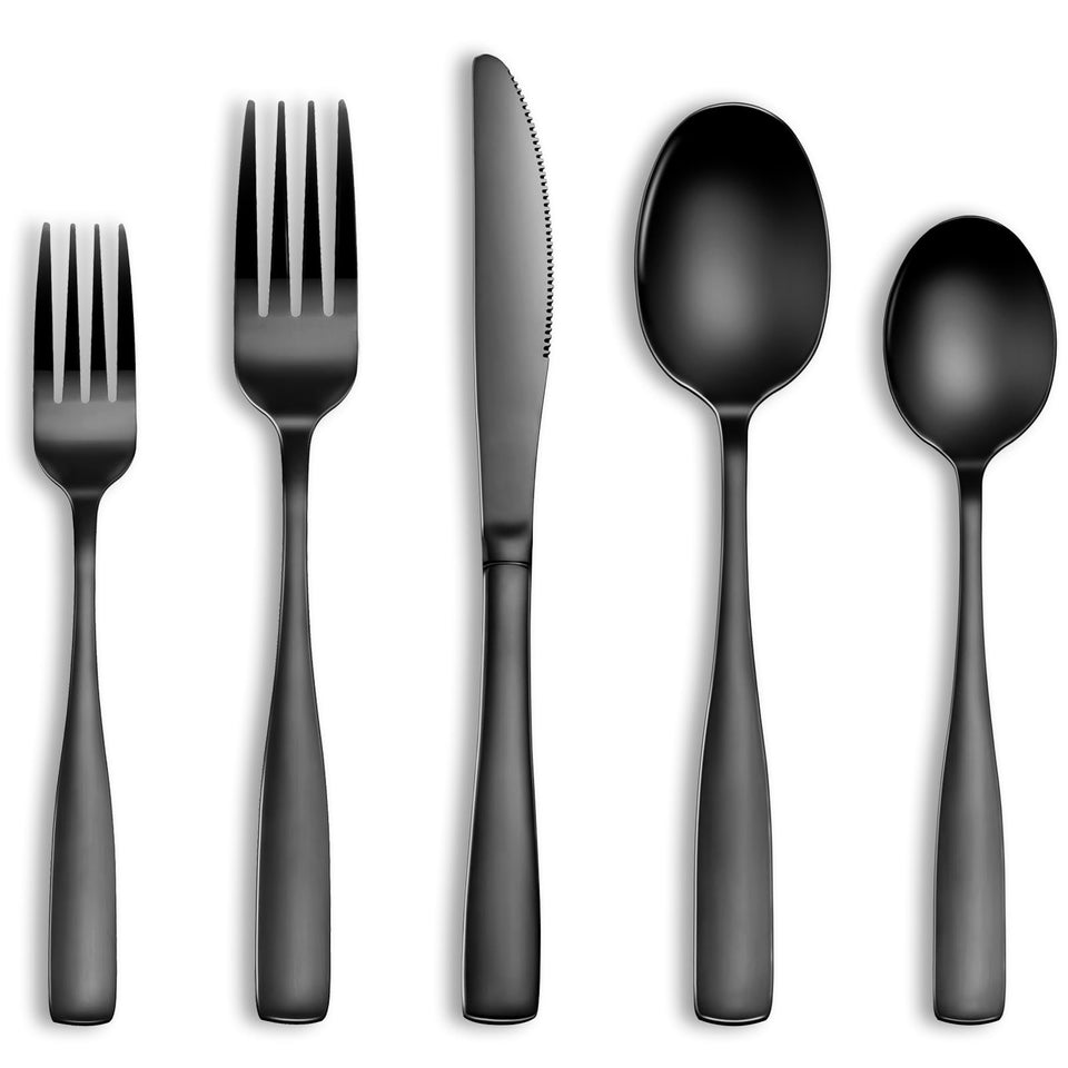 WISKEMA 40pc black silverware set for stylish home meals.