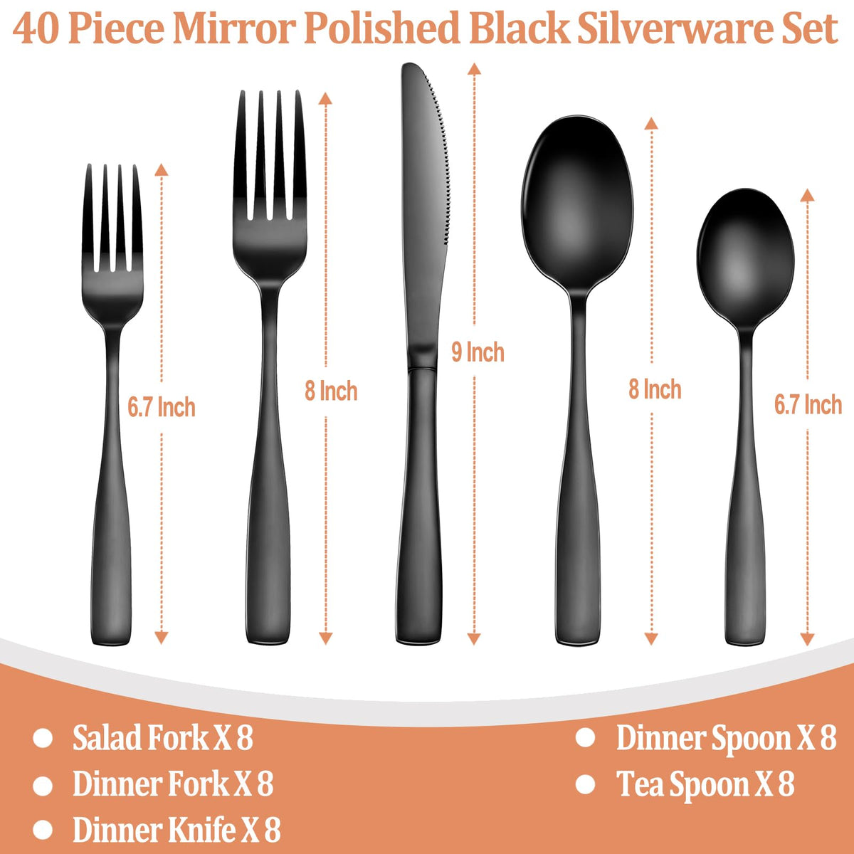 WISKEMA black finish silverware with vacuum plating for longevity.