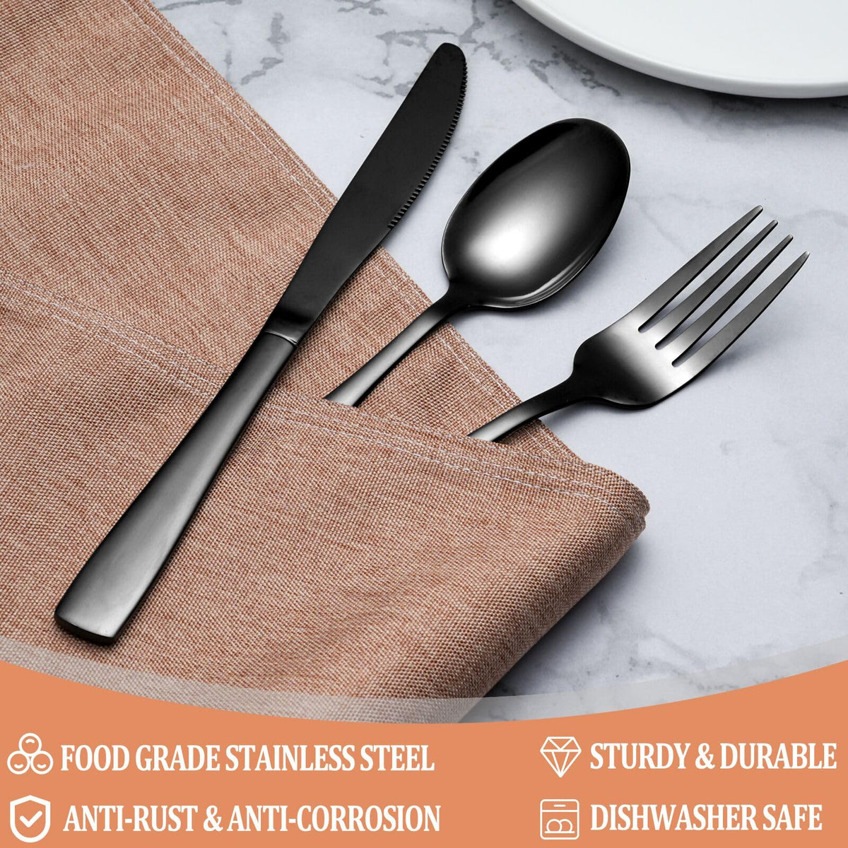 WISKEMA black silverware dinner spoons for smooth, comfortable dining experiences