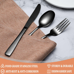 WISKEMA black silverware dinner spoons for smooth, comfortable dining experiences