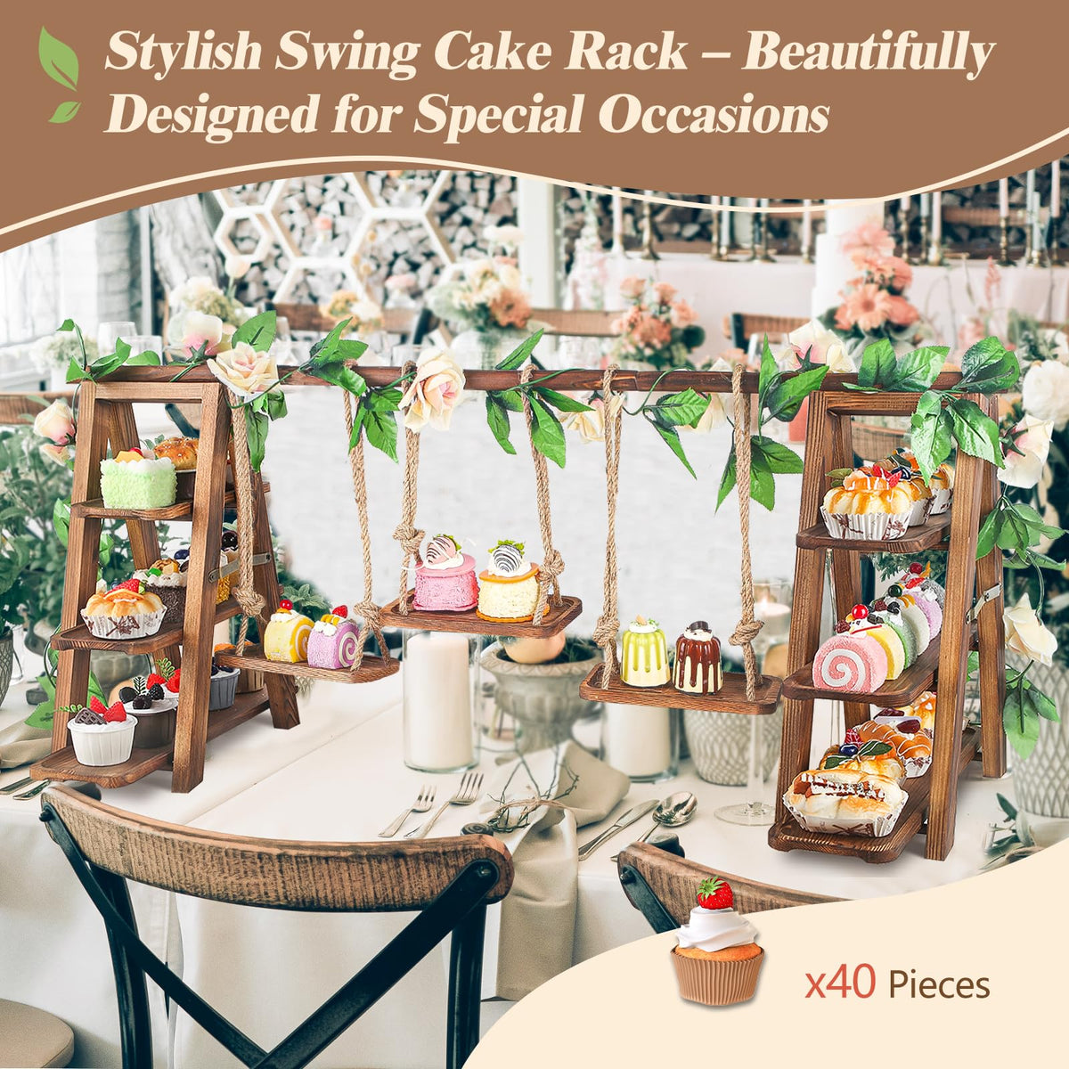 Wisreach cupcake stand with removable trays and foldable ladder design for easy setup