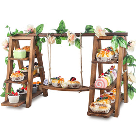 Wisreach 3-tier wooden cupcake stand with swing for elegant party displays.