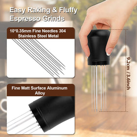 Close-up of 0.35mm stainless steel needles for clump breaking