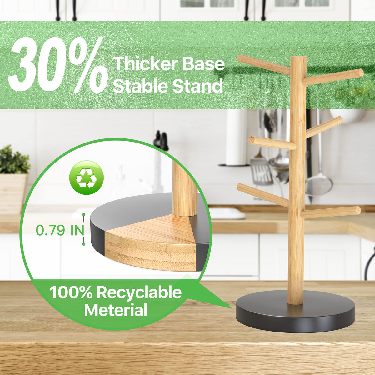Wisuce bamboo mug holder tree easy assembly with simple instructions.