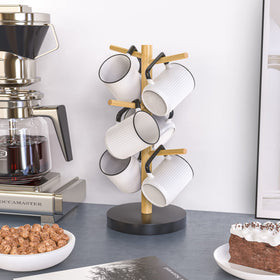 Wisuce bamboo mug holder tree natural bamboo texture and finish.